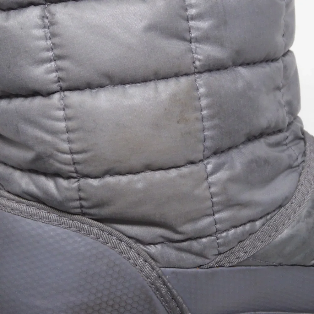 The North Face Womens Thermoball Boots Grey Quilted Faux Fur Lined Size 7